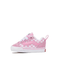 Vans Knu Skool Checkerboard Skate Shoe - Baby / Toddler Pink White