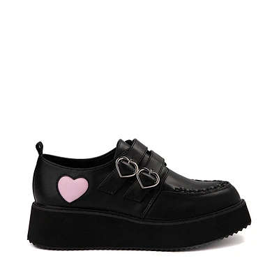 Womens KOI Footwear Pothos Heart Wave Platform Casual Shoe - Black / Pink