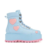 Womens KOI Footwear Chibi Cherub Kawaii Hearts Platform Boot - Blue