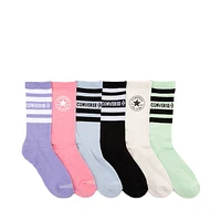 Womens Converse Spring Crew Socks 6 Pack - Multicolor