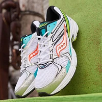 Saucony Ride Millennium Athletic Shoe - White / Mutant Green Orange