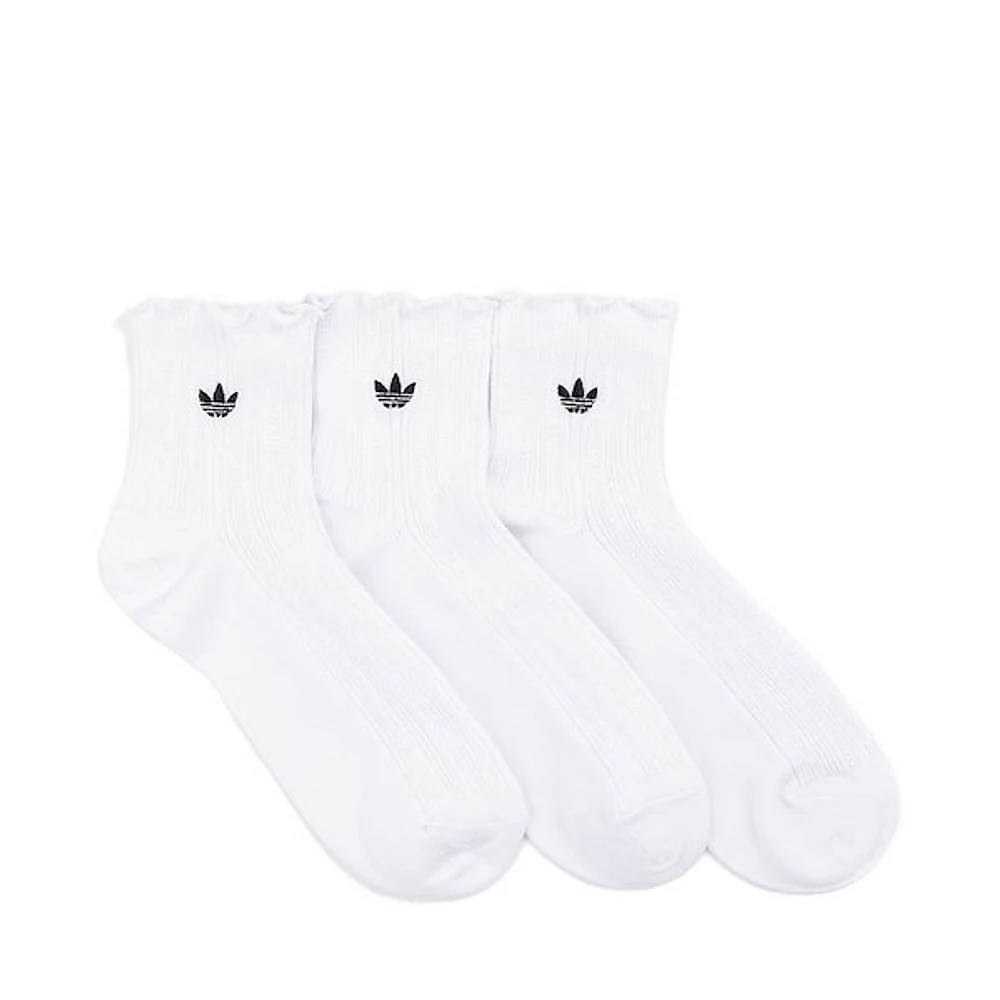 Womens adidas Originals Ruffle Quarter Socks 3-Pack - White