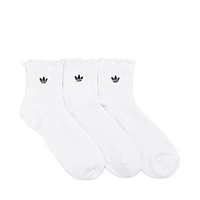 Womens adidas Originals Ruffle Quarter Socks 3-Pack - White