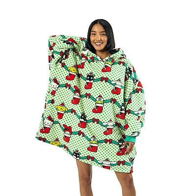 Hello Kitty® And Friends Holiday Stockings Hooded Blanket - Green