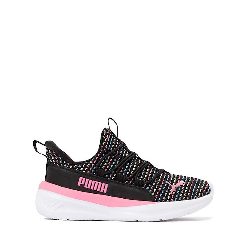 PUMA One4All 2.0 Multi Knit Slip-On Athletic Shoe - Little Kid - Black / Fast Pink