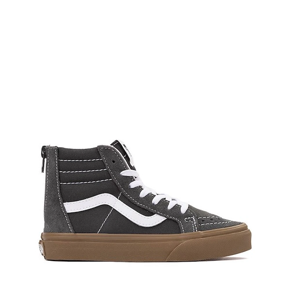 Vans Sk8-Hi Zip Skate Shoe - Little Kid Grey / Gum