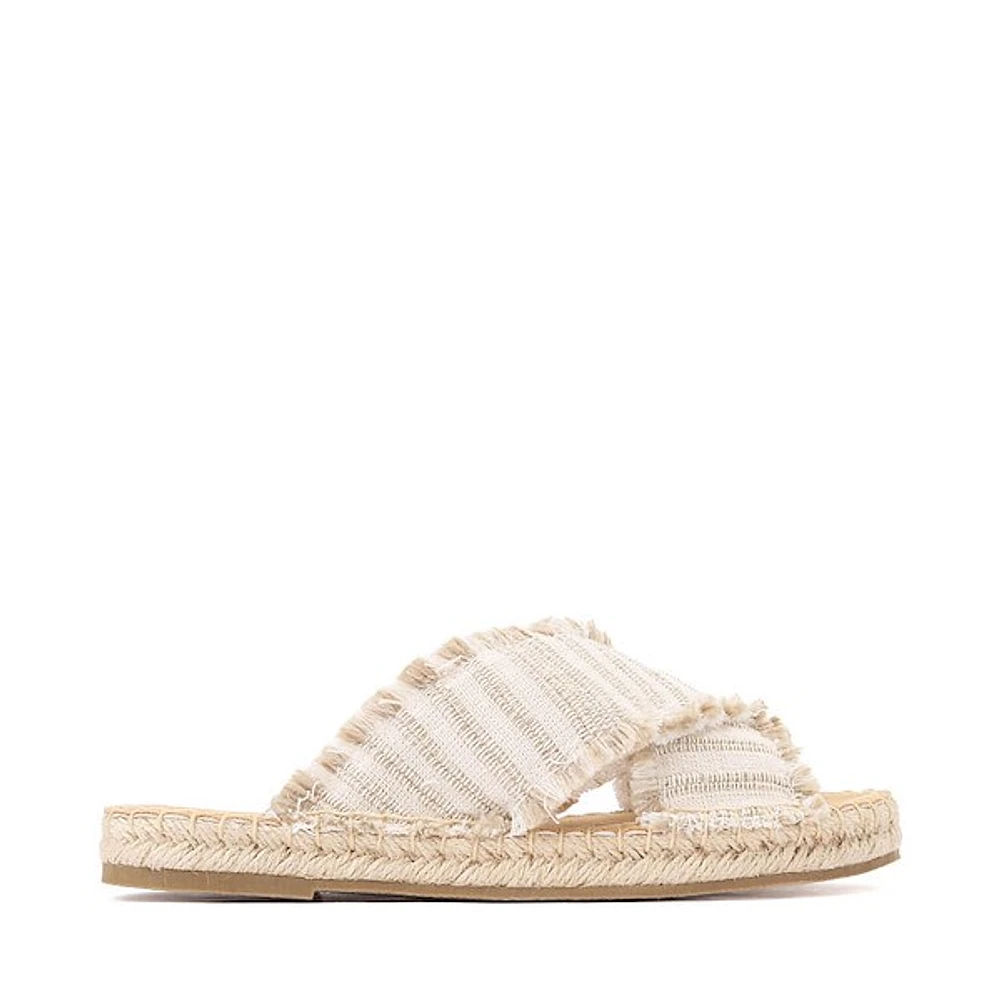 Womens Minnetonka Pepper Slide Sandal - Taupe Stripe