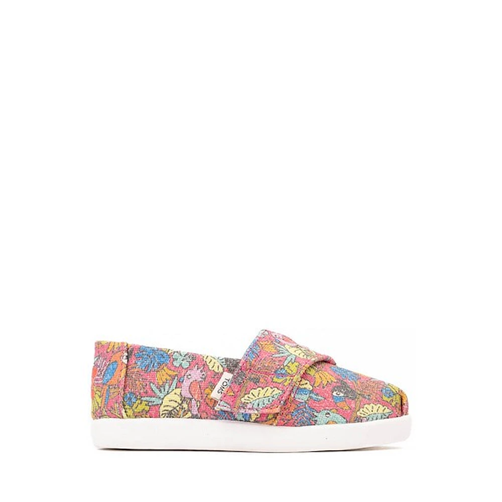 TOMS Alpargata Slip-On Casual Shoe - Baby / Toddler Little Kid Fuchsia Birds Of Paradise