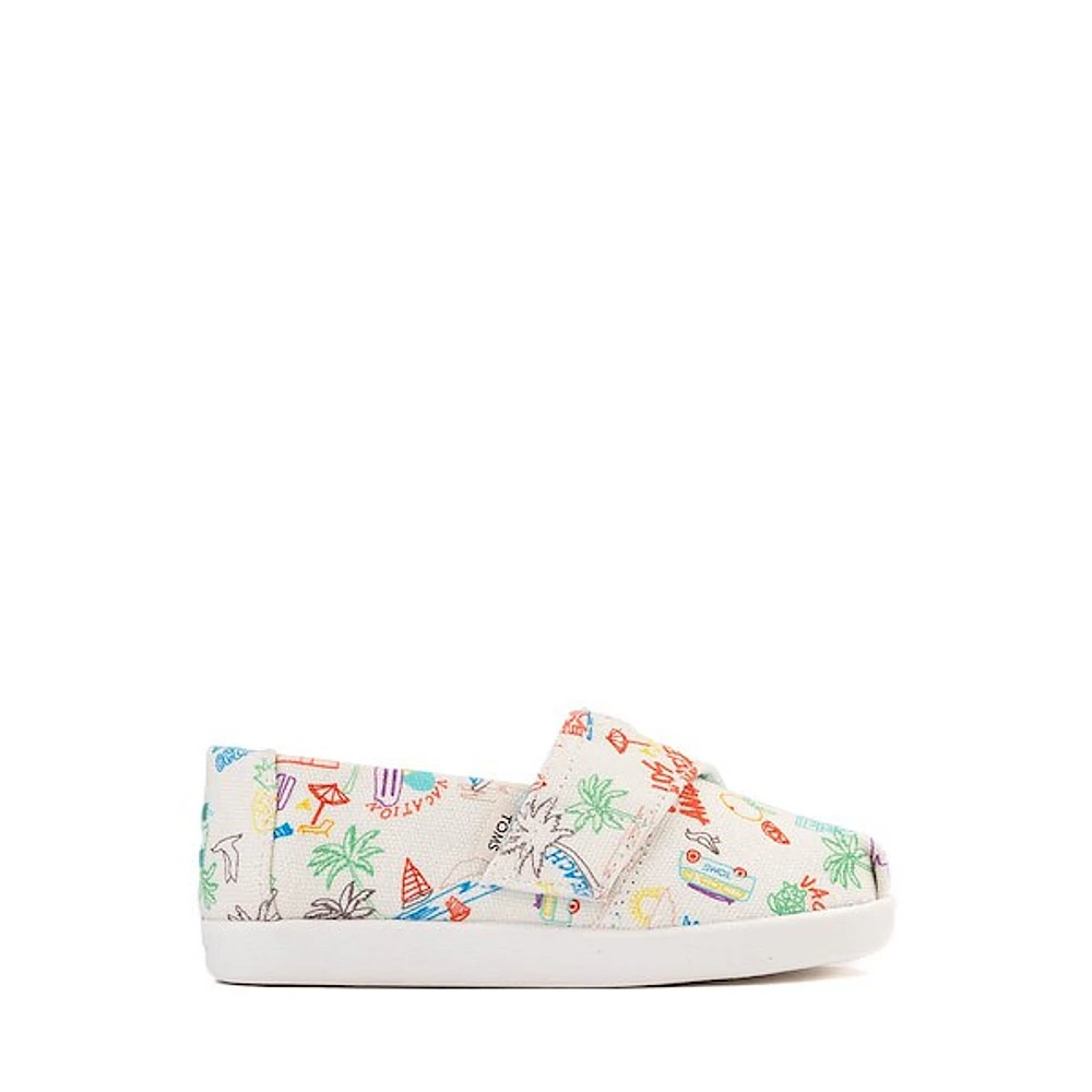 TOMS Alpargata Slip-On Casual Shoe - Baby / Toddler Little Kid Marshmallow White Sketchbook