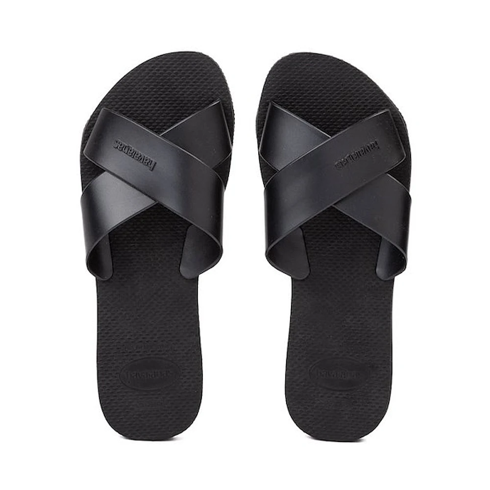 Womens Havaianas Aqua Metallic Slide Sandal - Black