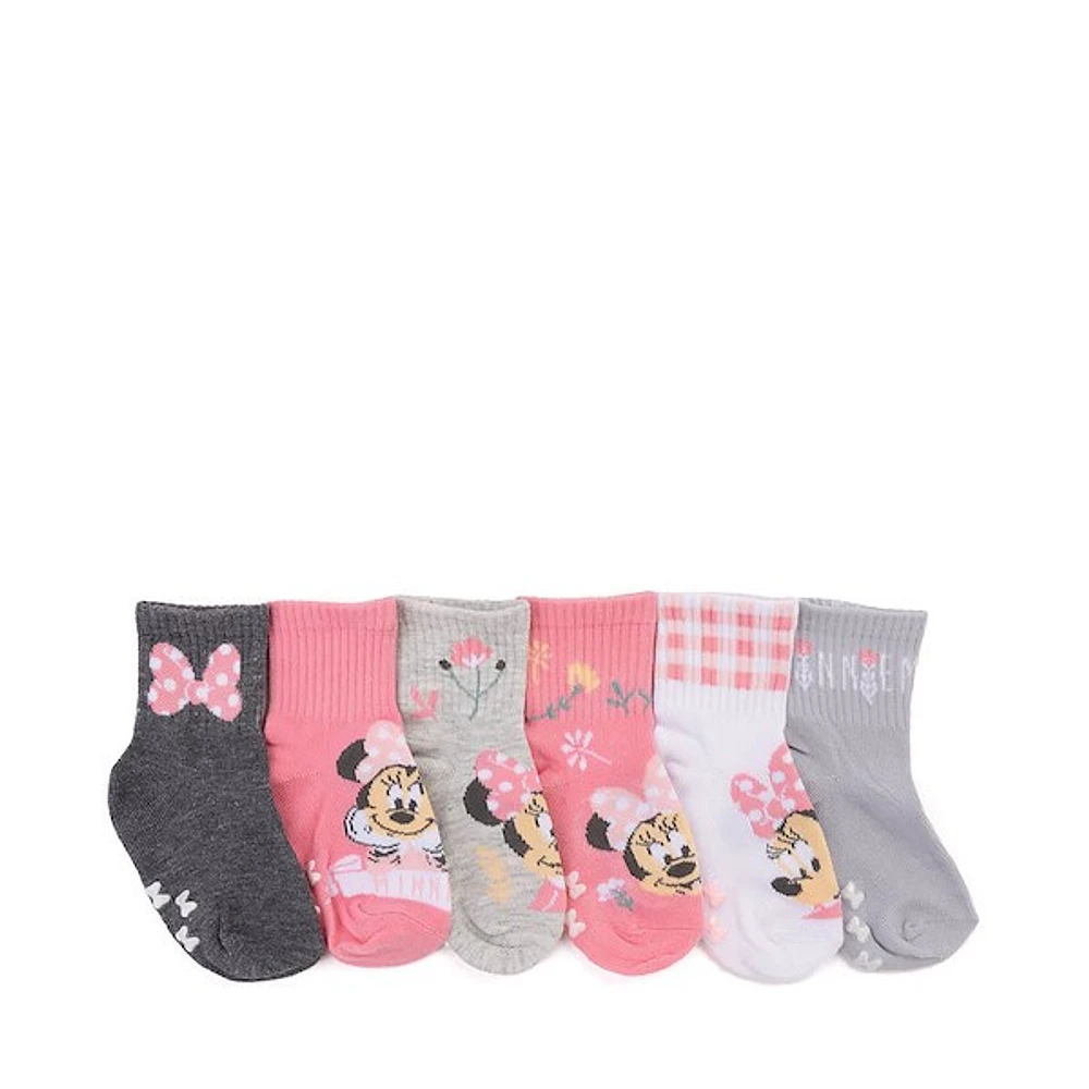 Disney Minnie Mouse Quarter Socks 6 Pack - Toddler - Multicolor