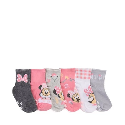 Disney Minnie Mouse Quarter Socks 6 Pack - Toddler - Multicolor