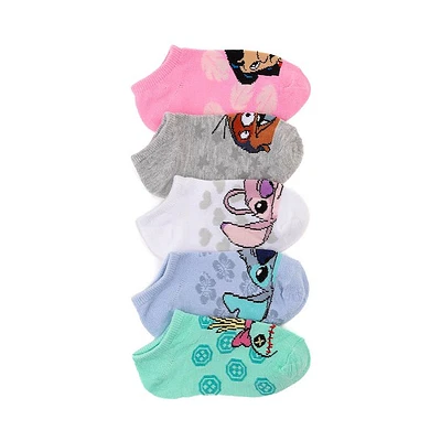 Disney Lilo & Stitch Friends Ankle Socks 5 Pack - Little Kid - Multicolor