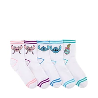 Disney Lilo & Stitch Friends Quarter Socks 5 Pack - Big Kid - White / Multicolor
