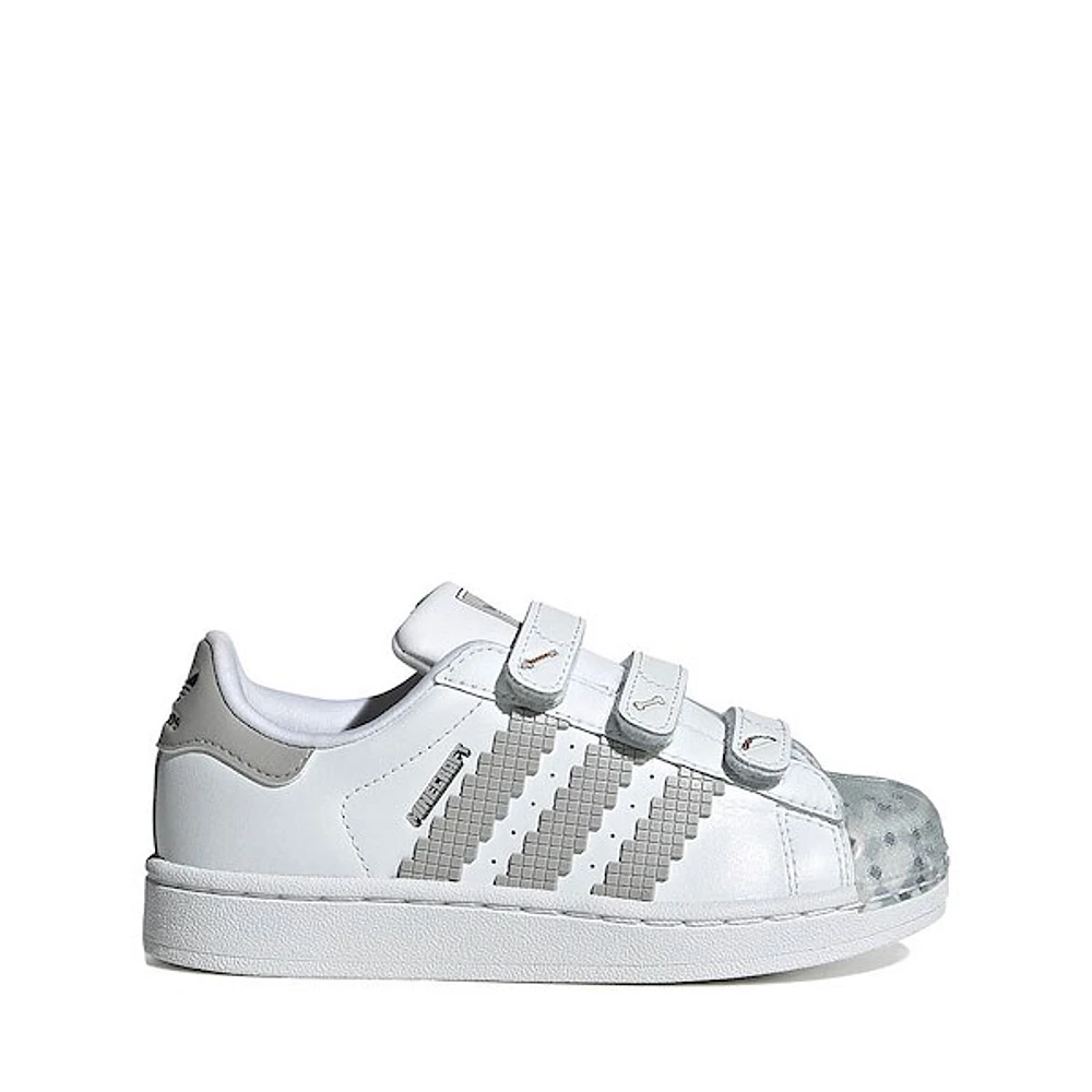 adidas x Minecraft Superstar II Comfort Closure Athletic Shoe - Little Kid White / Grey Two Core Black