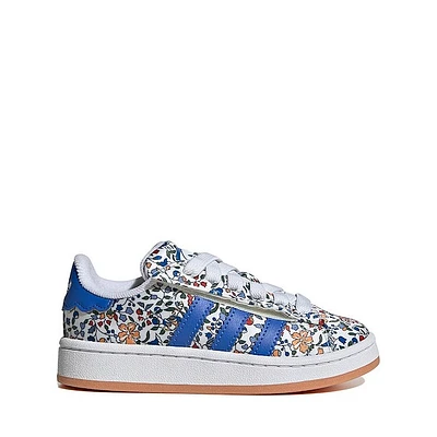 adidas x Liberty London Campus '00s Comfort Closure Elastic Lace Athletic Shoe - Little Kid - Blue / Multicolor / Off White