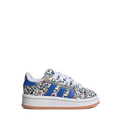 adidas x Liberty London Campus '00s Comfort Closure Elastic Laces Athletic Shoe - Baby / Toddler Blue Multicolor Off White