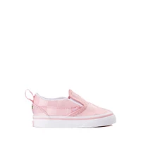Vans Slip-On V Checkerboard Satin Skate Shoe - Baby / Toddler Pink