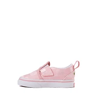Vans Slip-On V Checkerboard Satin Skate Shoe - Baby / Toddler Pink