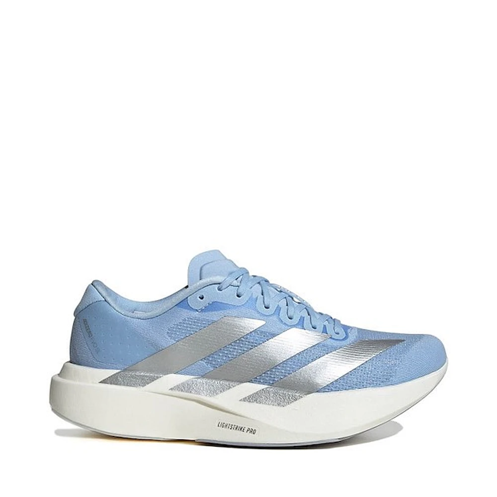 Womens adidas Adizero EVO SL Athletic Shoe - Glow Blue / Silver Metallic White