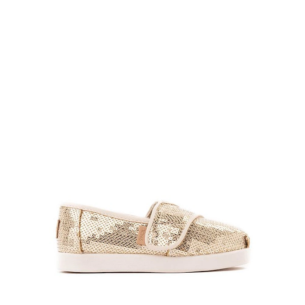 TOMS Alpargata Mini Sequin Slip-On Casual Shoe - Baby / Toddler Little Kid Champagne