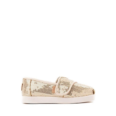 TOMS Alpargata Mini Sequin Slip-On Casual Shoe - Baby / Toddler Little Kid Champagne