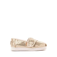 TOMS Alpargata Mini Sequin Slip-On Casual Shoe - Baby / Toddler Little Kid Champagne