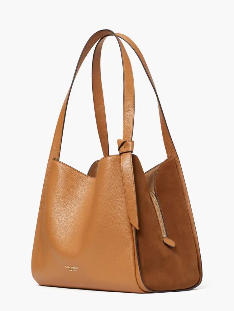 Knott Pebbled Leather & Suede Large Shoulder Bag