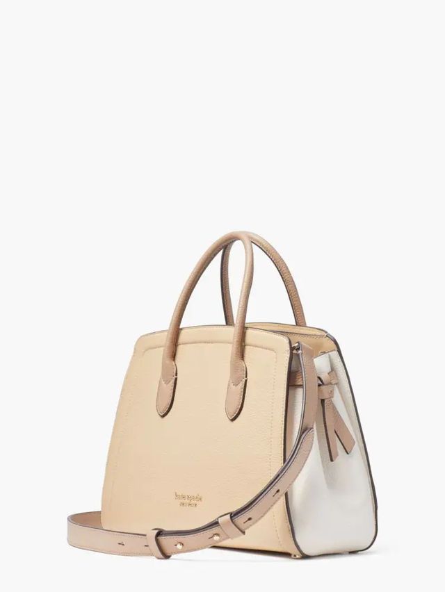 Kate Spade Knott Medium Leather Saddle Bag In Parchment