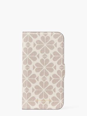 Spade Flower Coated Canvas iPhone 13 Pro Magnetic Wrap Folio Case