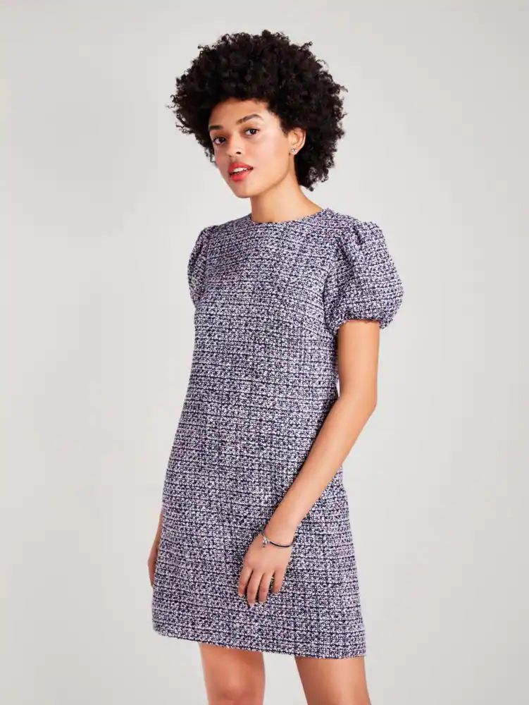 Tweed Puff-sleeve Dress
