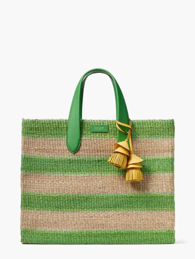 kate spade new york manhattan small striped jute tote bag