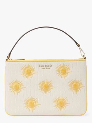 Sunkiss Embroidered Canvas Sun Pouch Wristlet