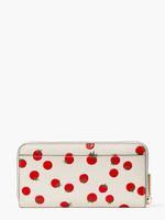 Spencer Tomato Dot Embellished Zip-around Continental Wallet