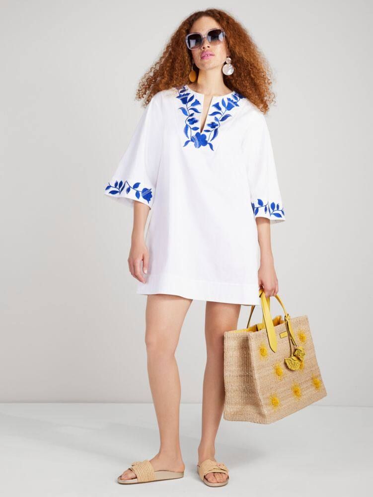 Embroidered Zigzag Floral Tunic Dress