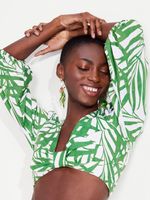 Palm Fronds Bow-front Crop Top