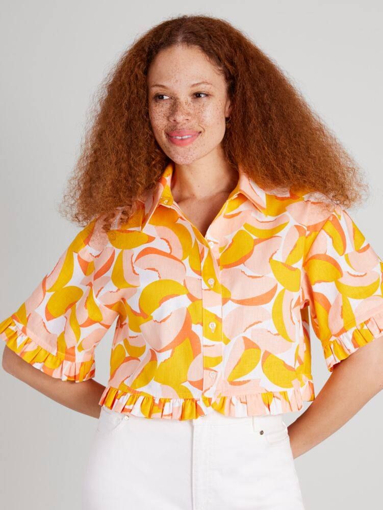 Peaches Ruffle Crop Shirt