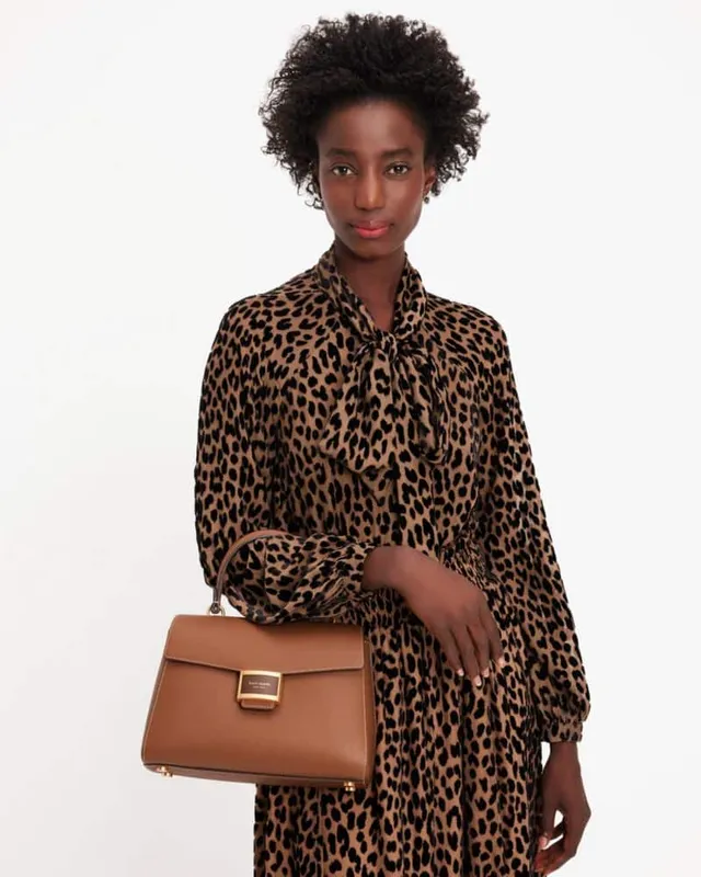 Kate Spade New York: Beige Brown Animal Print Shoulder Bag | Silkroll