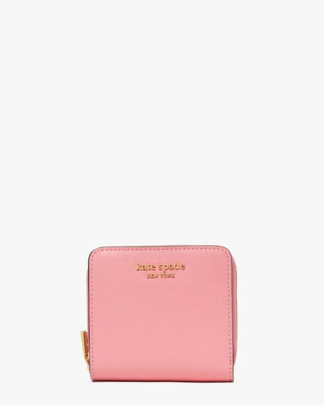 Kate Spade Morgan Bow Embellished Saffiano Leather Small Compact Wallet in  Pink