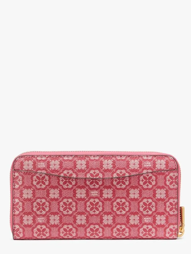 Kate Spade New York Spade Flower Monogram Coated Canvas Zip Around  Continental Wallet Natural Multi One Size