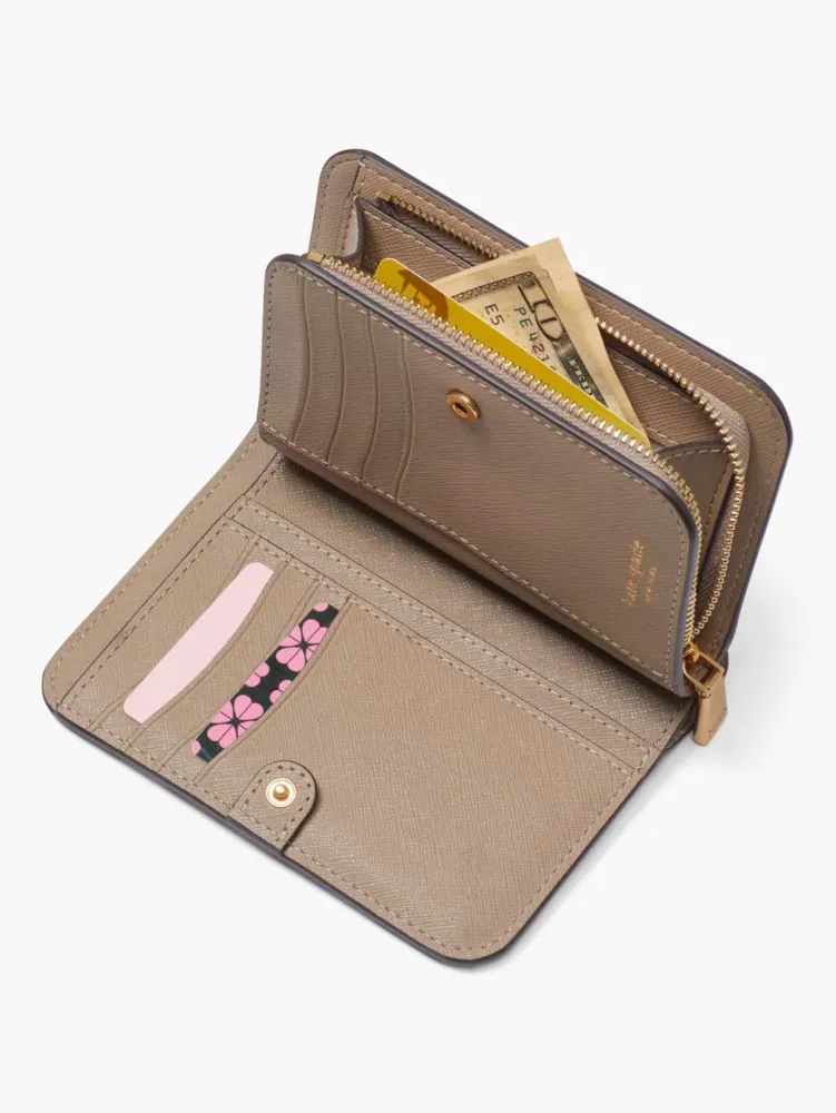 Spade Flower Monogram Coated Canvas Compact Wallet