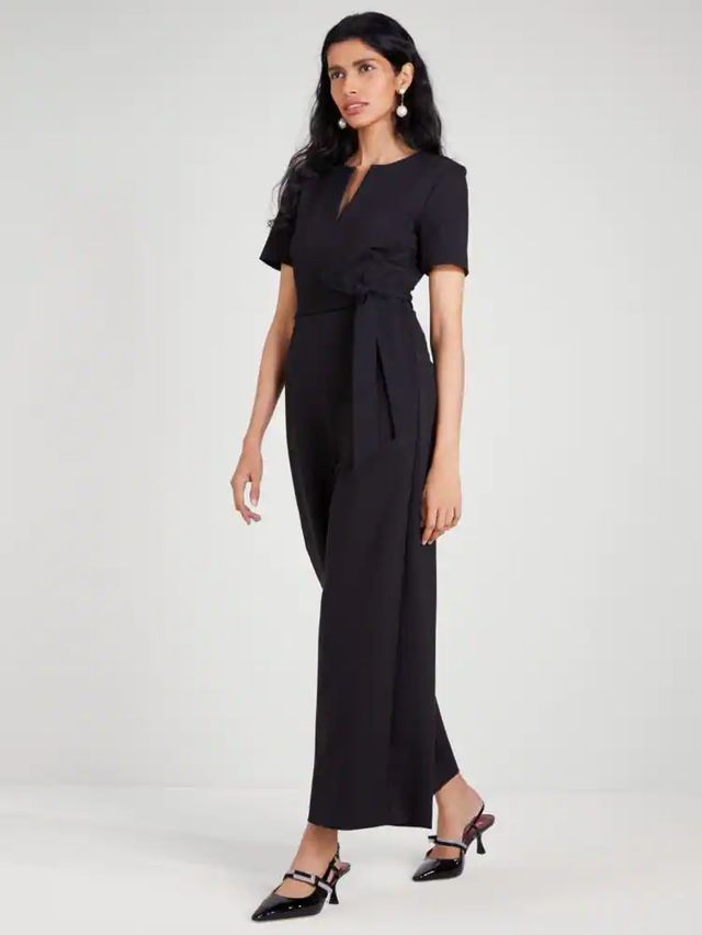 Kate Spade Sleeveless Ponte Jumpsuit, Black - 2