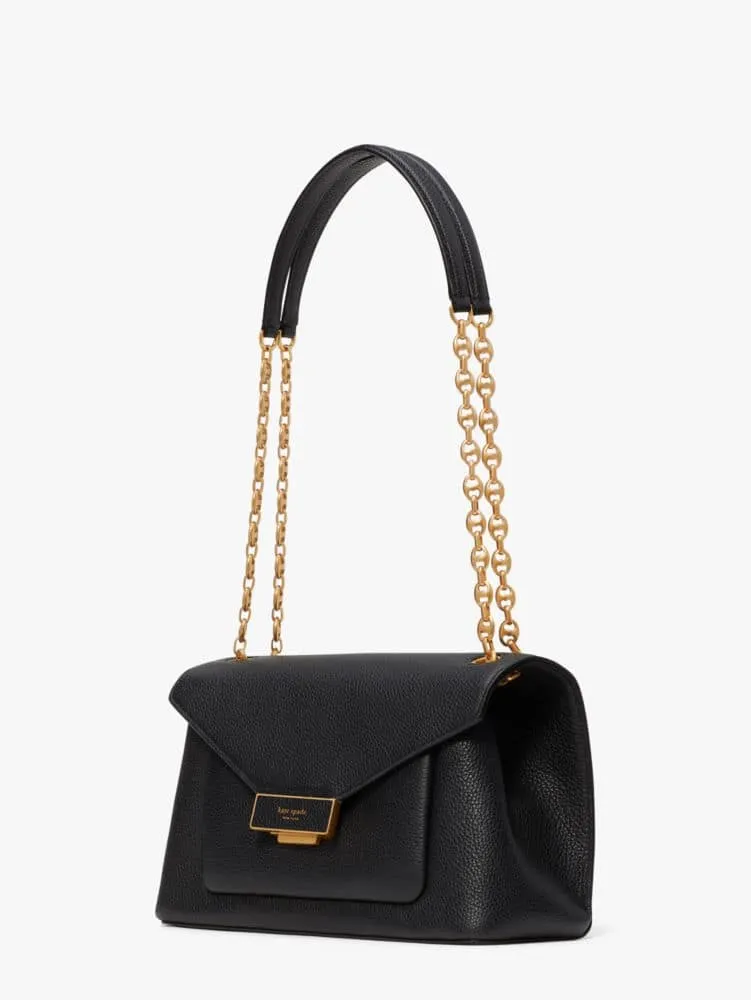 Kate Spade Gramercy Small Flap Leather Shoulder Bag Black