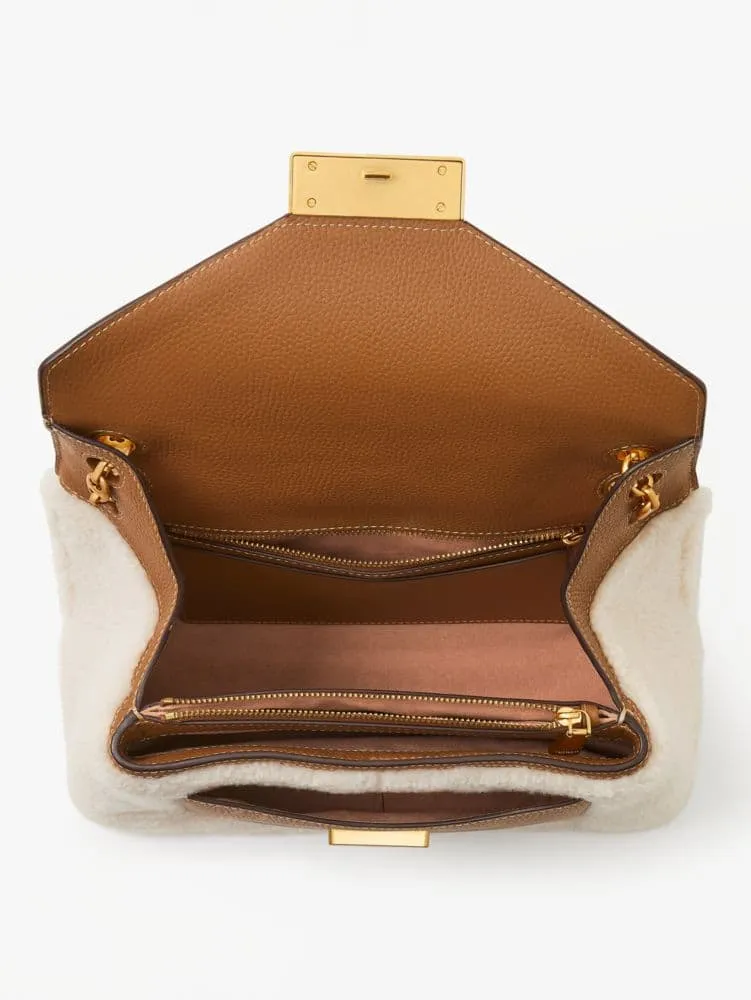Kate Spade Gramercy Shearling Medium Convertible Shoulder Bag, Cream in  2023