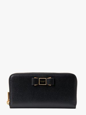 Morgan Bow Embellished Zip-around Continental Wallet