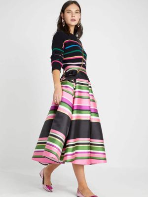 Metallic Festive Multi Stripe Skirt