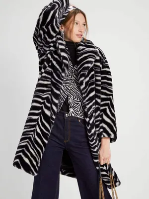 Kate Spade Bold Zebra Faux Fur Coat | Metropolis at Metrotown
