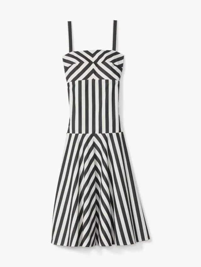 Dresses Online - Women Striped Black & White Printed Midi Dress - Urban  Wardrobe – UrbanWardrobe