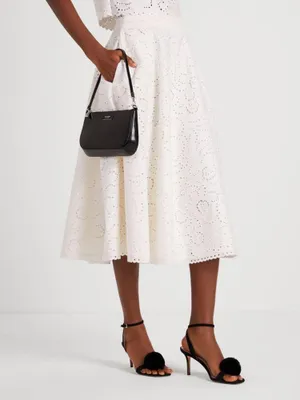 Floral Embroidered Cutwork Midi Skirt