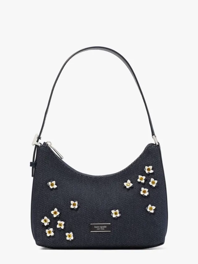 Sam Icon Floral Embellished Denim Mini Pochette